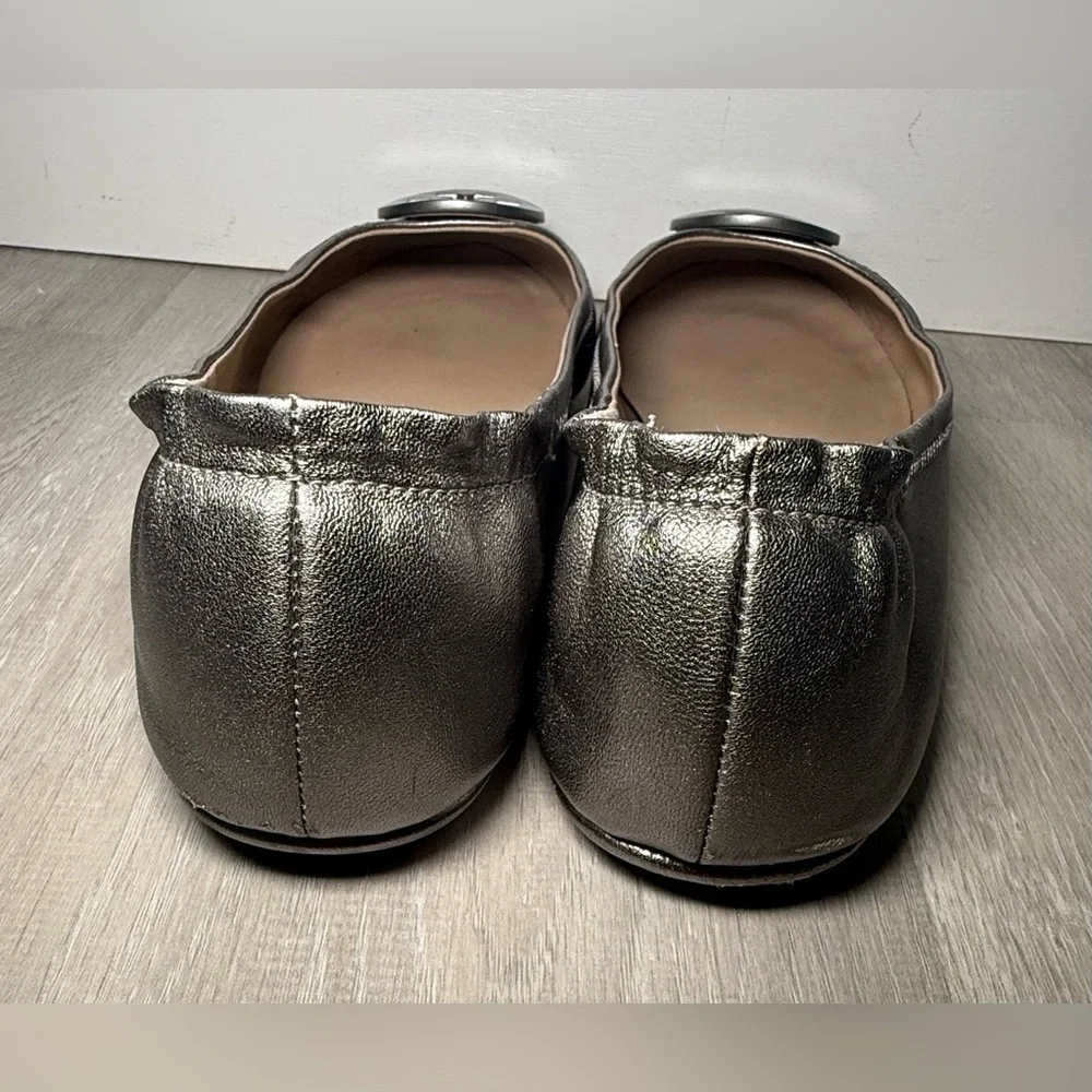 Tory Burch Minnie Metallic Silver/gray Leather Ballet Flat Women's Size 8 M